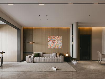 现代客厅餐厅3d模型 现代客厅餐厅