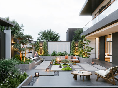 新中式别墅庭院景观园艺小品