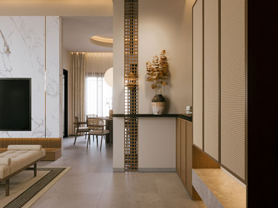 侘寂风玄关门厅隔断 客厅餐厅3d模型 侘寂风玄关门厅隔断 客厅餐厅