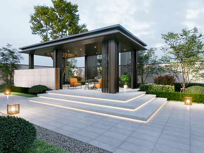 现代别墅庭院凉亭 景观园艺小品