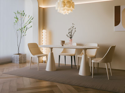 现代奶油风餐厅3d模型 现代奶油风餐厅