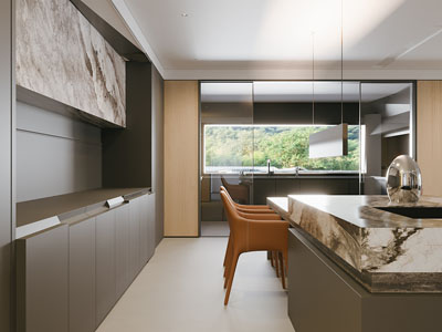 现代开放式厨房 中岛台3d模型 现代开放式厨房 中岛台