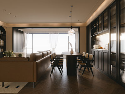 法式中古风客厅餐厅3d模型 法式中古风客厅餐厅