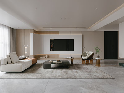 现代客厅3d模型 现代客厅