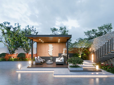 现代别墅庭院景观园艺小品