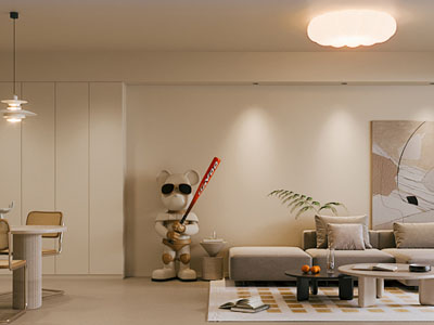 现代客厅餐厅3d模型 现代客厅餐厅