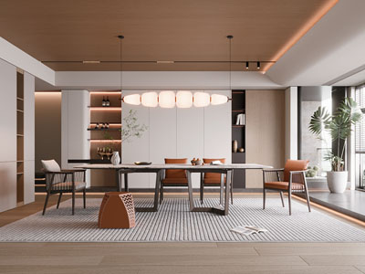 现代原木风茶室3d模型 现代原木风茶室