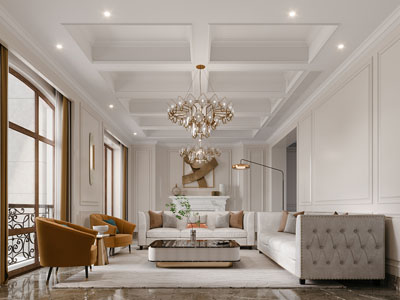 美式客厅3d模型 美式客厅