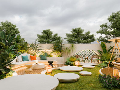 现代别墅庭院景观园艺小品