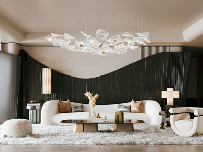 现代奶油风客厅3d模型 现代奶油风客厅