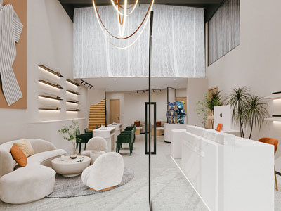 现代美容院大厅前台接待区