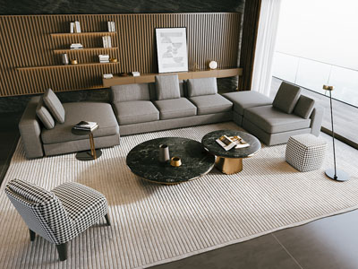 现代客厅3d模型 现代客厅