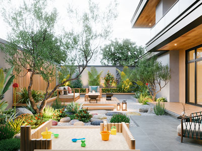 现代别墅庭院景观园艺小品