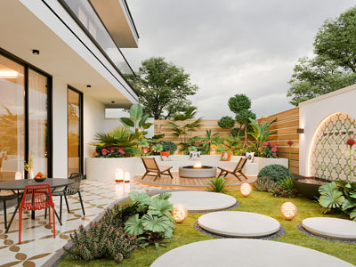 现代别墅庭院景观园艺小品