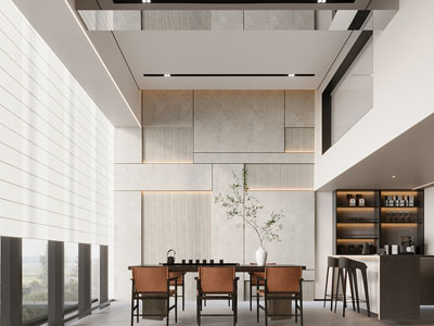 现代别墅挑高茶室3d模型 现代别墅挑高茶室