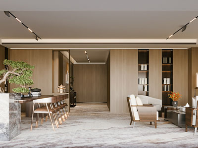 新中式大厅前台接待区