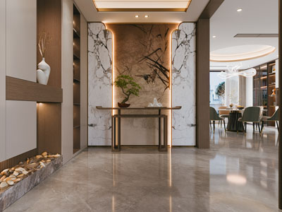 新中式玄关门厅 端景台 客厅3d模型 新中式玄关门厅 端景台 客厅