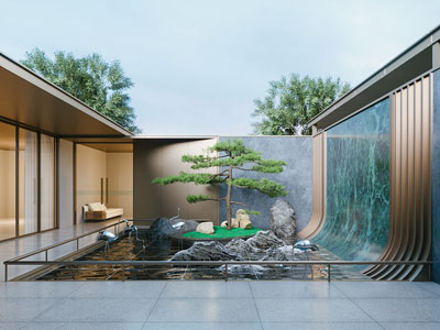 新中式别墅庭院景观园艺小品