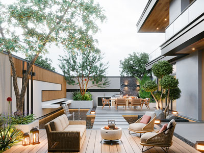 现代别墅庭院景观园艺小品