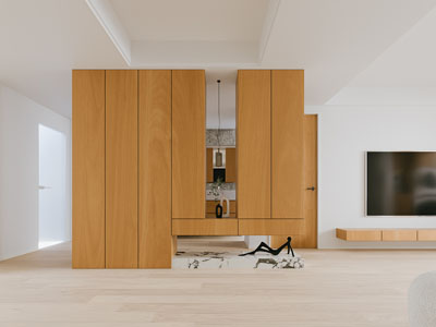 现代原木风玄关隔断柜3d模型 现代原木风玄关隔断柜