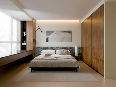 现代原木风卧室