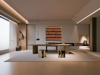 侘寂风茶室3d模型 侘寂风茶室