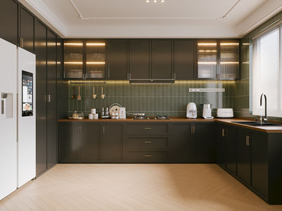 现代中古风厨房3d模型 现代中古风厨房