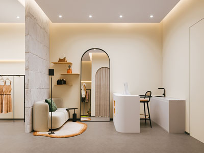 现代服装店前台接待区