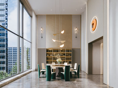 现代别墅餐厅3d模型 现代别墅餐厅