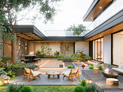 现代别墅庭院景观园艺小品