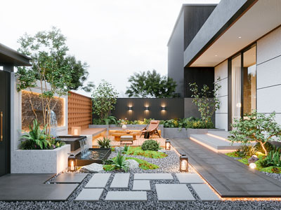 现代别墅庭院景观园艺小品