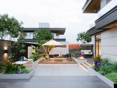 现代别墅庭院景观园艺小品