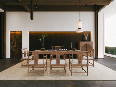 新中式中古风茶室3d模型 新中式中古风茶室