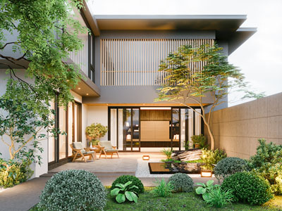 现代别墅庭院景观园艺小品