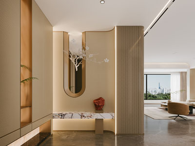 现代玄关门厅 客厅3d模型 现代玄关门厅 客厅