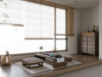 现代茶室 竹帘 卷帘3d模型 现代茶室 竹帘 卷帘