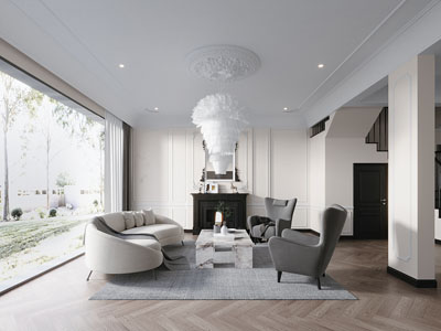 现代客厅3d模型 现代客厅