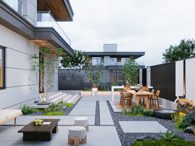 现代别墅庭院景观园艺小品