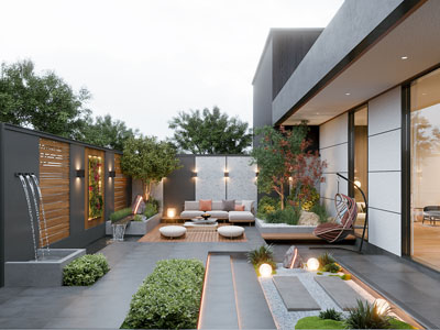 现代别墅庭院景观园艺小品