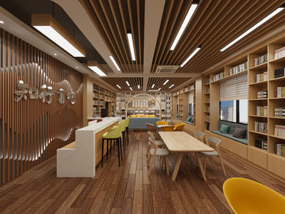 现代原木风阅览室 图书馆 书吧3d模型 现代原木风阅览室 图书馆 书吧