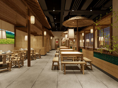 现代民宿饭店餐馆就餐区