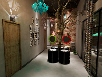 工业风loft公共卫生间 洗手台