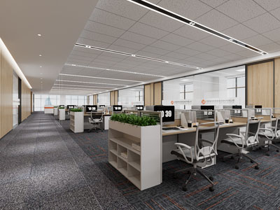 现代员工公共办公区 公司前台大厅