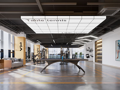 现代乒乓球室 桌球室 健身房3d模型 现代乒乓球室 桌球室 健身房