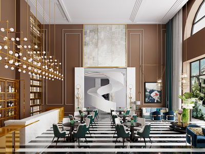 现代酒店大堂就餐区