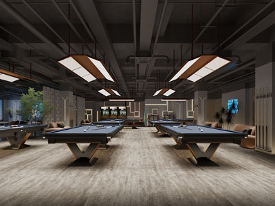 工业风loft台球室 桌球室 娱乐室