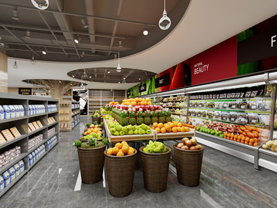 现代水果生鲜便利店 百货超市3d模型 现代水果生鲜便利店 百货超市