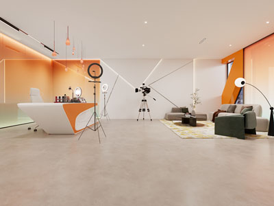 现代奶油风护肤化妆品直播间