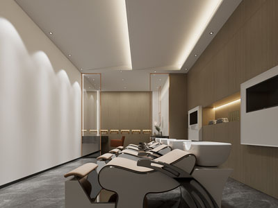 现代轻奢美容理发店洗发区