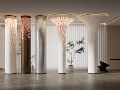 现代装饰柱子 透光柱子3d模型 现代装饰柱子 透光柱子
